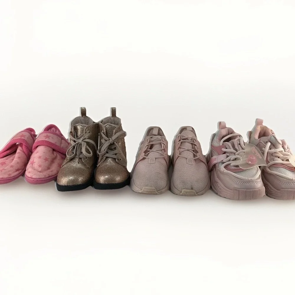 Lot 4 Girls Shoes Boots Sneakers Slippers H&M Adidas Pink Sizes 23 25 26 8